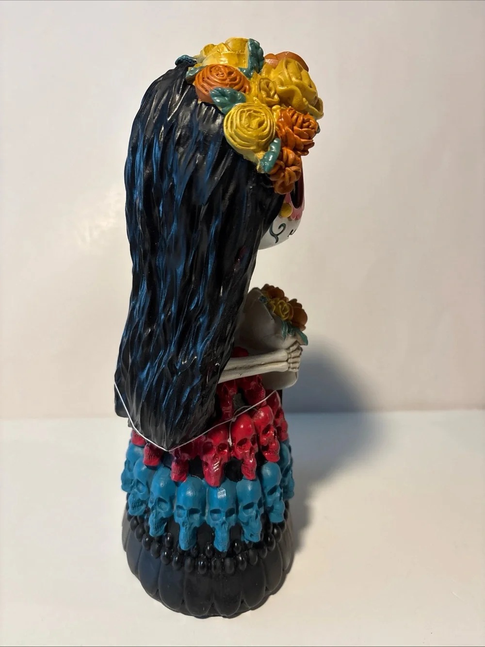 9.5” Colorful Resin Catrina Day Of The Dead By  NWT